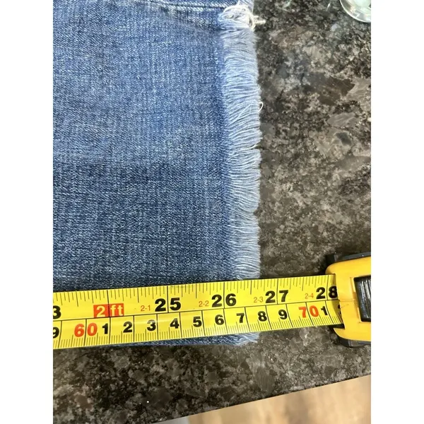 KanCan Mid Rise Straight Leg Jeans Size 13/30 Dark Wash Stretch Denim Frayed Hem - Image 7