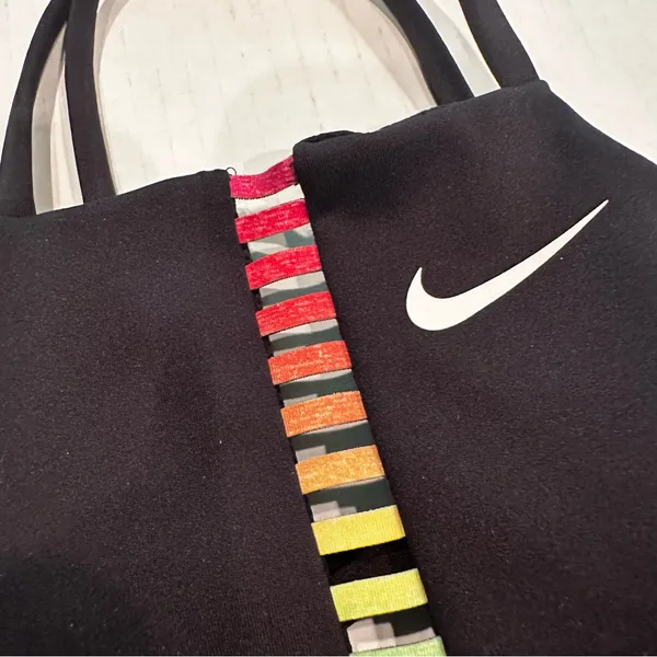Nike Dri-FIT Indy Rainbow‎ Ladder Sports Bra Women's Small Black Athletic Yoga - Image 5