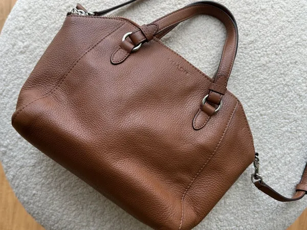 Coach Park Leather Mini Satchel, Saddle Brown Pebble Leather, Crossbody Strap - Image 14