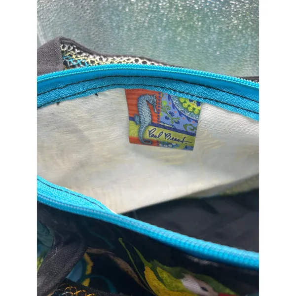 Paul Brent Tropical Parrot Canvas Crossbody Bag Blue Green Macaw Palm Leaf Art - Image 8