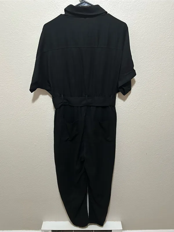 NWT Baltic Born Dallas Utility Jumpsuit Black Cotton Button Front Size Large - Image 6