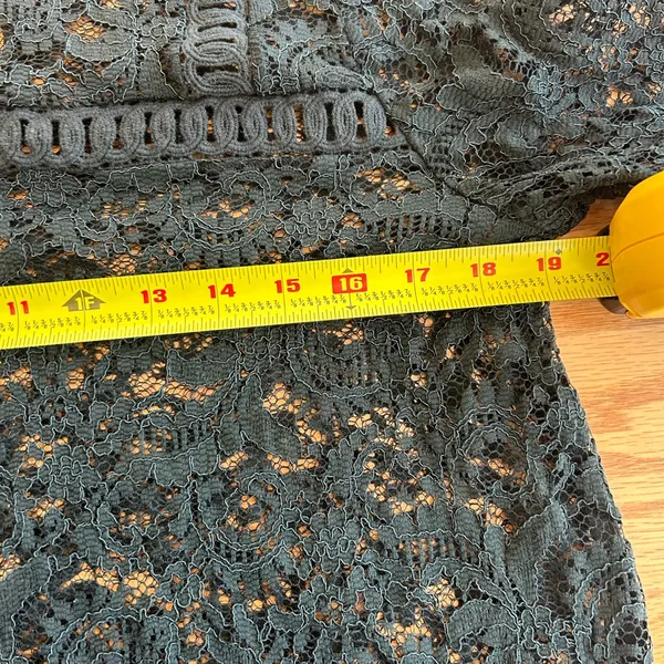 Ann Taylor LOFT Dark Green See Through Lace 3/4 Bell Sleeves Blouse‎ Size M - Image 8