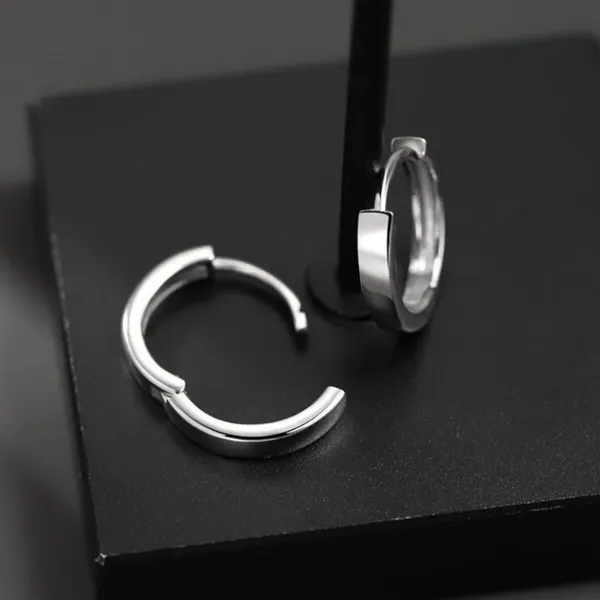 925 Silver Plated Small Hoop Earrings for Men Women,Silver Hoop Earrings - Image 3