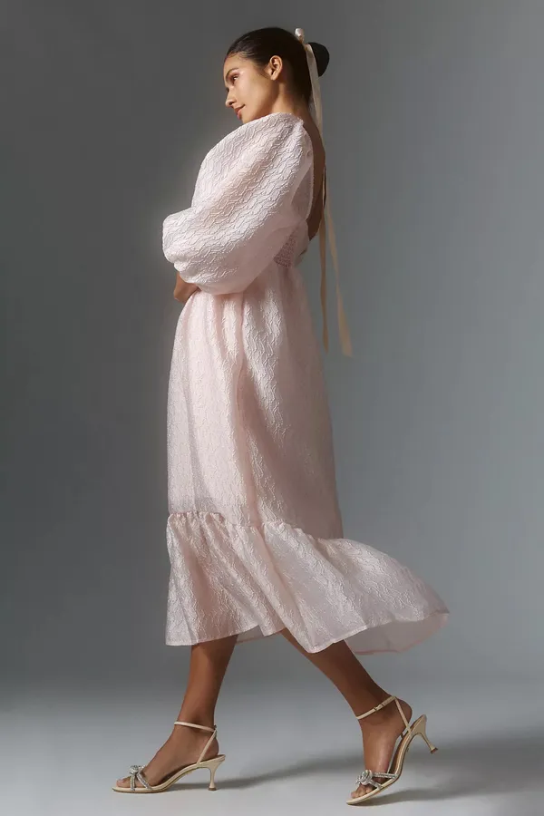 Anthropologie Textured Puff-Sleeve Dress - Image 3