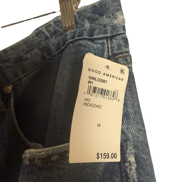 Good American Good 90's Loose Jean Distressed Indigo Size 16 - Image 5