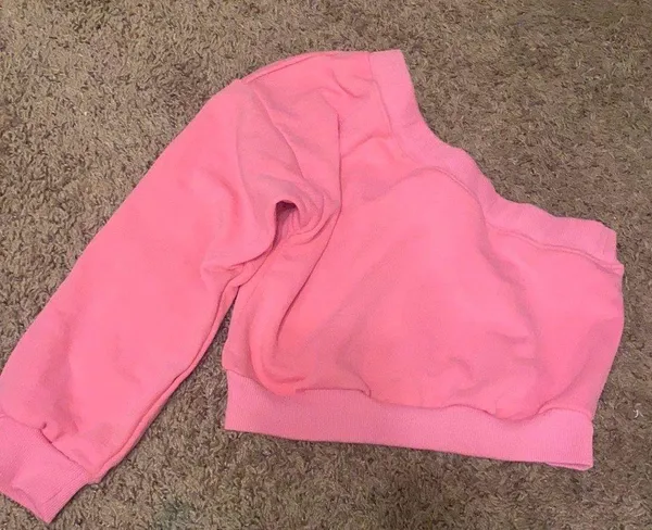 Pink One Shoulder Sweatshirt - Image 2