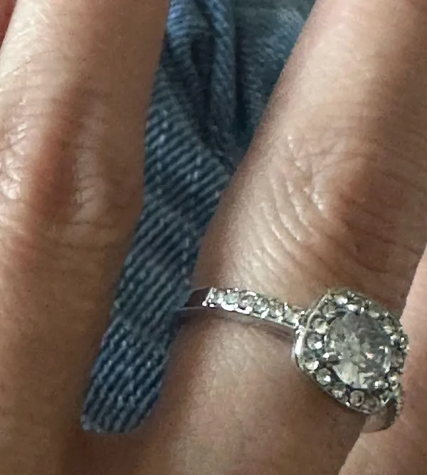 White Gold Plated Silver Pave Princess Cubic Zirconia Engagement - Image 4
