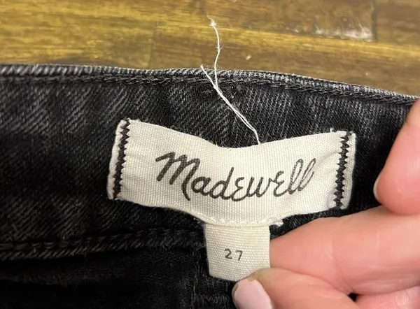 Madewell Denim MIni Skirt Black Frost Utility Jeans Front Zipper Pockets 27 - Image 5