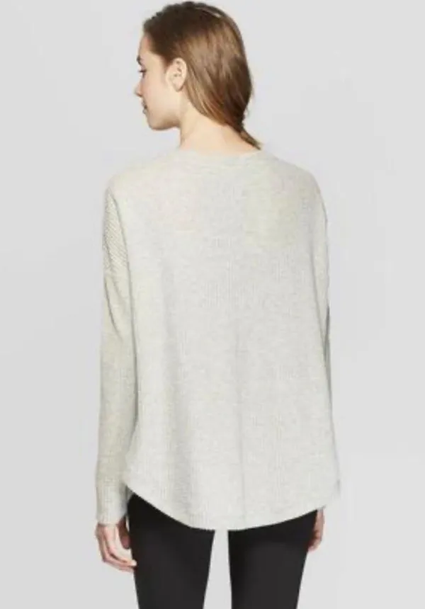 Target Colsie Grey Waffle Knit Button Down Thermal - Image 5