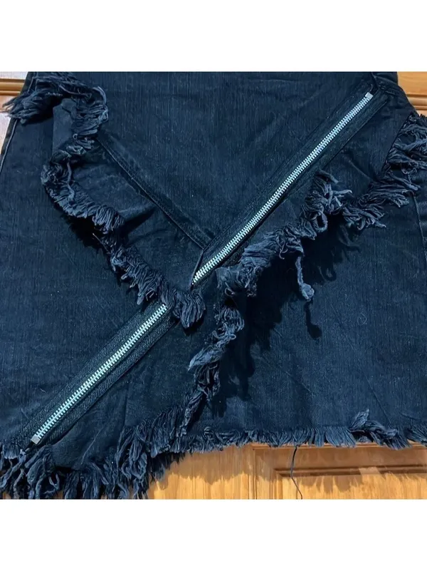 Black Ruffle Mini Skirt Zipper - Image 2