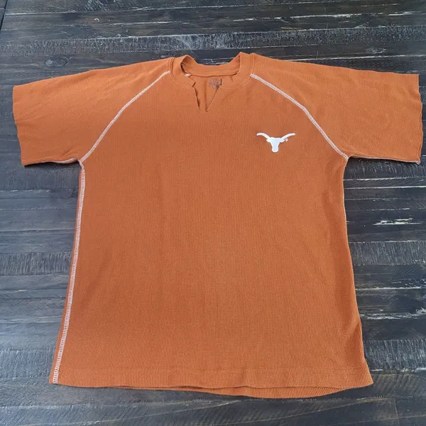 Texas Longhorns Burnt Orange Thermal Shirt White V-Notch Neckline Women's Medium - Image 2