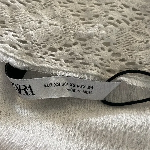 Zara White Embroidered Lace Trim Dress with Side Vents - Image 7