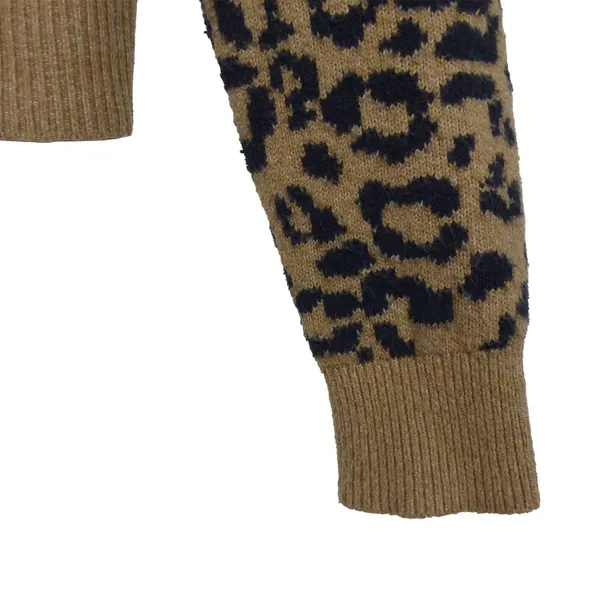 Old Navy SoSoft Cheetah Cardigan Sweater Womens S Brown Cropped Animal Retro - Image 5