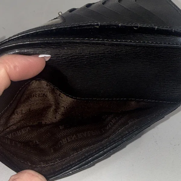 Lauren Ralph Lauren Sloan Sleek Street Slim‎ Bifold Designer Wallet Black Snap - Image 14