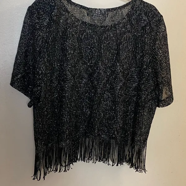 Sharade Nites Women’s Top Blouse Shirt Black Silver Sparkle Size 18 18W Bust 46” - Image 6