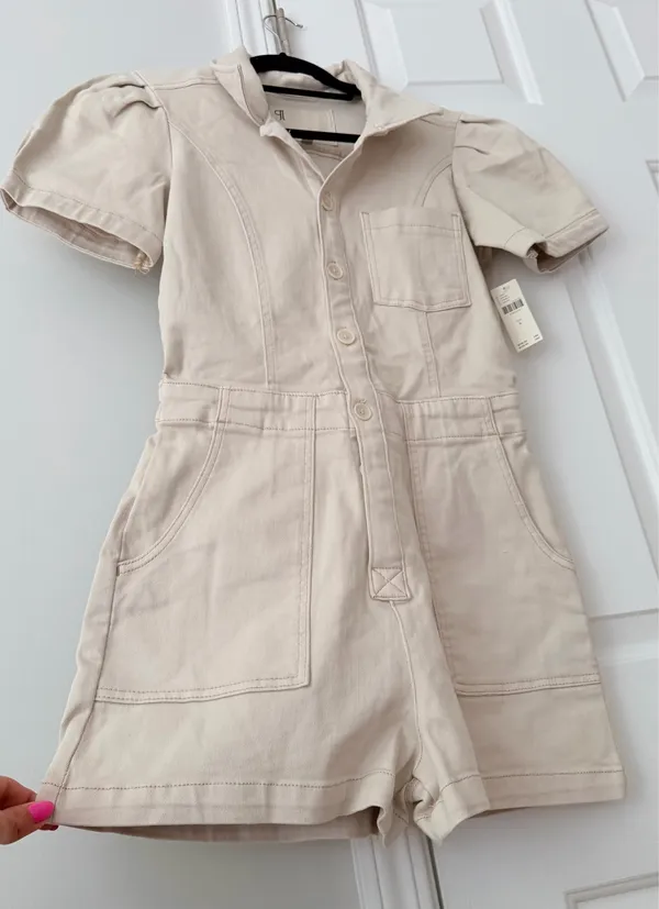 Anthropologie Pilcro The Kit Utility Romper in Beige , Size 6 - Image 10