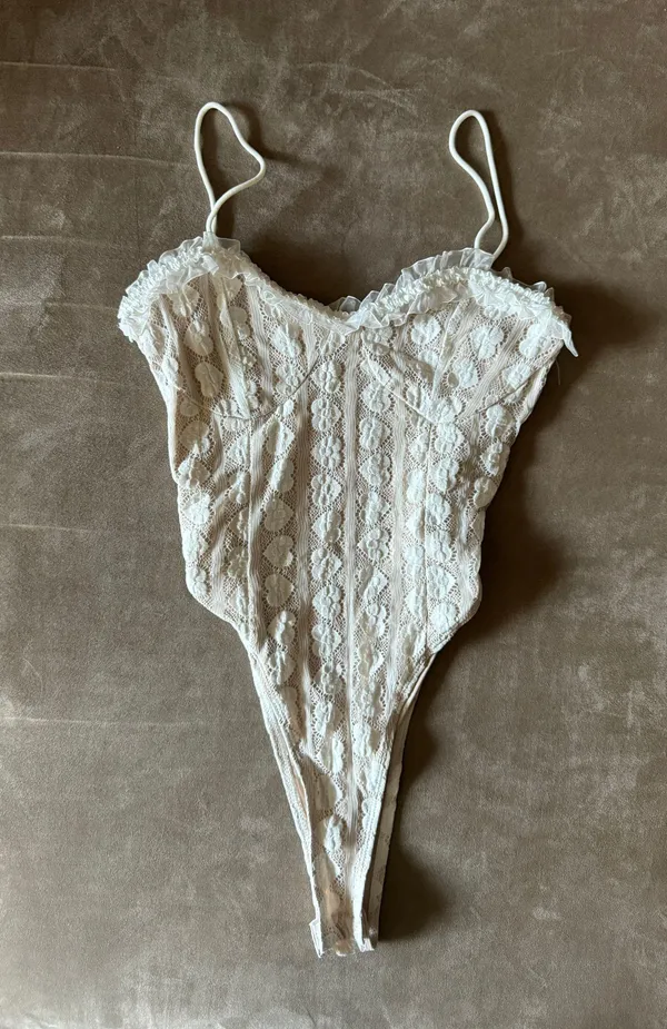SheIn White Hearts Bodysuit - Image 2
