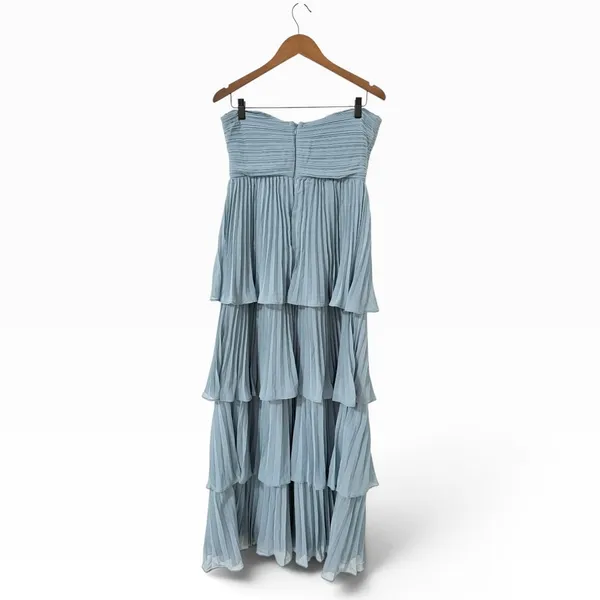 Lulus Seriously Sensational Powder Blue Strapless Tiered Maxi Dress size Large - Image 5