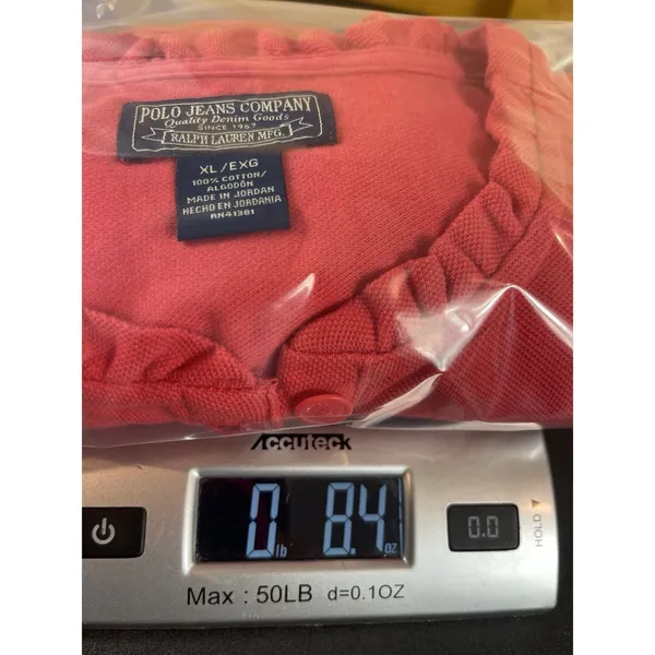 Polo Jeans Co Ralph Lauren XL Coral Ruffle Polo Shirt Cotton Short Sleeve - Image 13