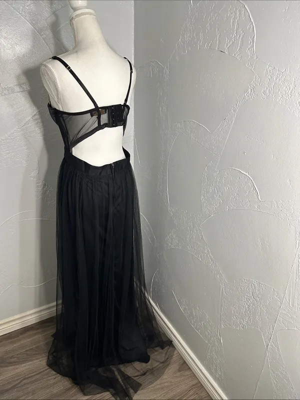 The Vintage Shop Black Tulle Corset Maxi Dress - Image 7