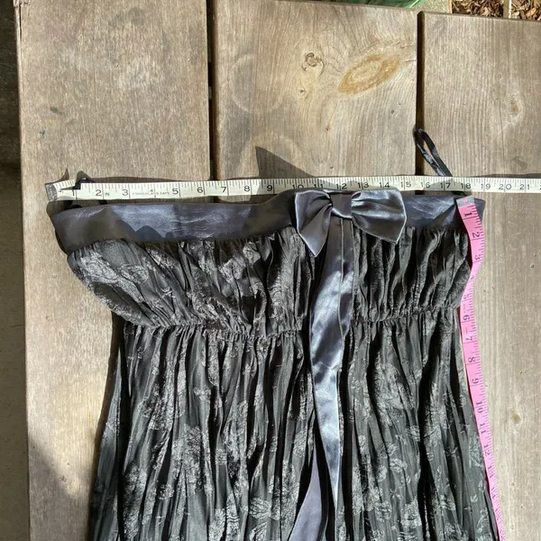Maternal America Womens Dress L Silver Gray‎ Strapless Formal Burnout Floral NEW - Image 6