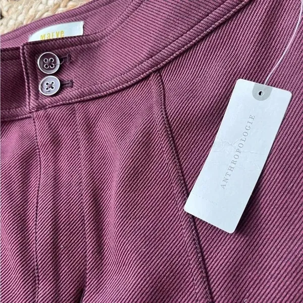 NWT Anthropologie Maeve Pants Womens 2 Burgundy Red Split Hem Pintuck Skinny Leg - Image 3