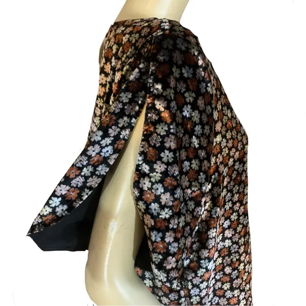 Madewell Velvet Tulip Sleeve Silver & Brown With Ruffle Trim Top Nwt (Xl) - Image 6