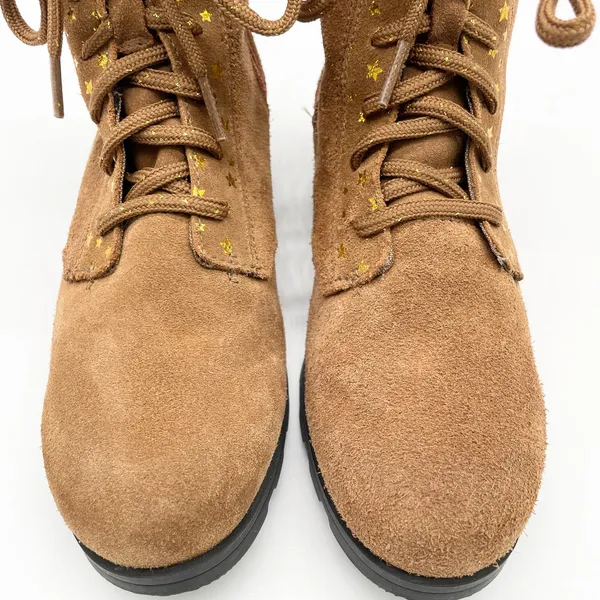 Sorel Emelie‎ Combat Boot Womens 5 Waterproof Suede Gold Stars Boho Fairy Grunge - Image 3