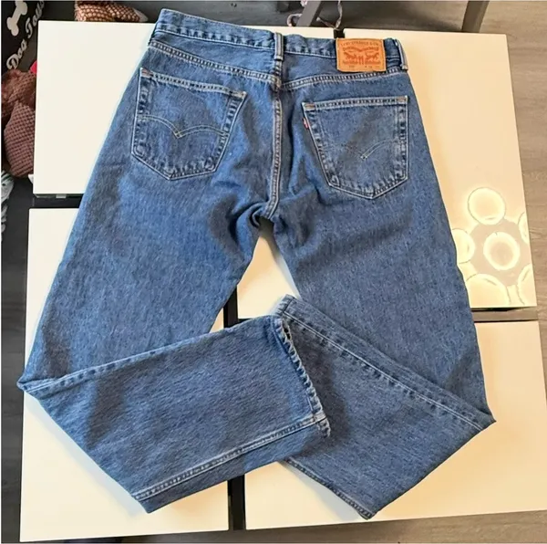 Levi's 505 Regular Fit Straight Leg Jeans Blue Denim W32 L34 Vintage Aesthetic - Image 5