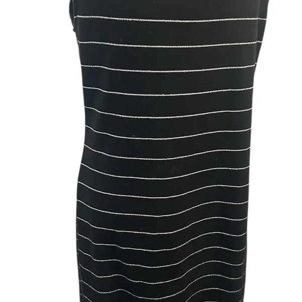 Lauren Ralph Lauren Black Metallic Stripe Off Shoulder‎ Dress Large Office Siren - Image 5