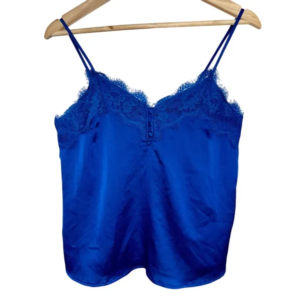 Abercrombie & Fitch Royal Blue Satin Lace Cami Camisole Tank Top Womens Size S - Image 2
