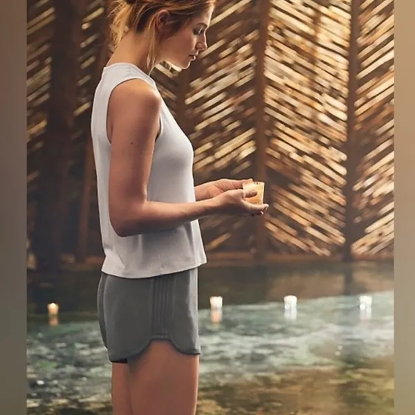 Athleta Serenity Shortie Shorts Gray Small | Modal Soft High Rise Lounge - Image 2