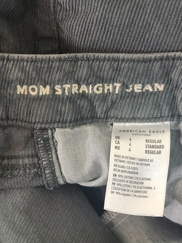 American Eagle Dusty Green Mom Straight Corduroy Jeans Size 4 - Image 10