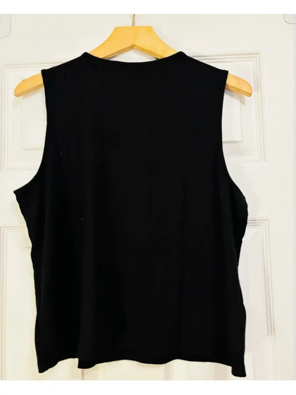 Express Black Ribbed Cutout Tank Top with Gold Buttons XL - Image 5