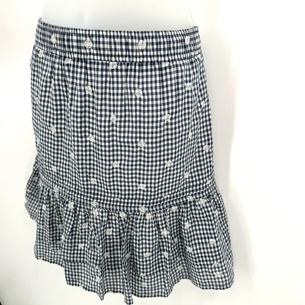 MADEWELL Embroidered Tiered Pull-on Mini Skirt Gingham Check Women’s S - Image 2