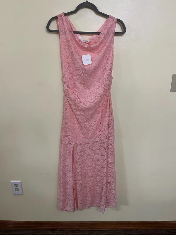 NEW Altar’d State Light Pink / Peachy Floral Lace Maxi Dress Size Medium NWT - Image 3