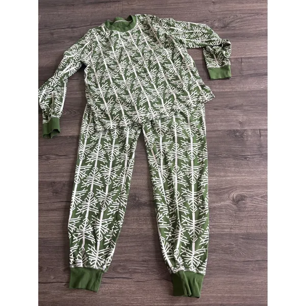 Pact Organic Cotton Pajama Set Green White Tree Print Large Womens Loungewear - Image 2