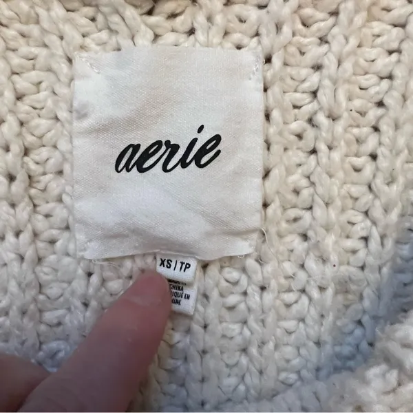 Aerie Oversized Chunky‎ Knit Cream Sweater Women’s XS-M Cozy Pullover Christmas - Image 4
