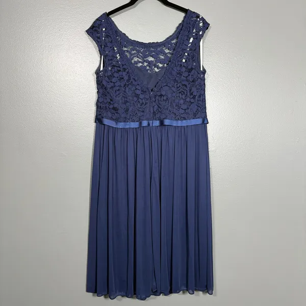 David's Bridal Blue Lace Top Formal Midi Length Dress - Women's Plus Size 18 - Image 8