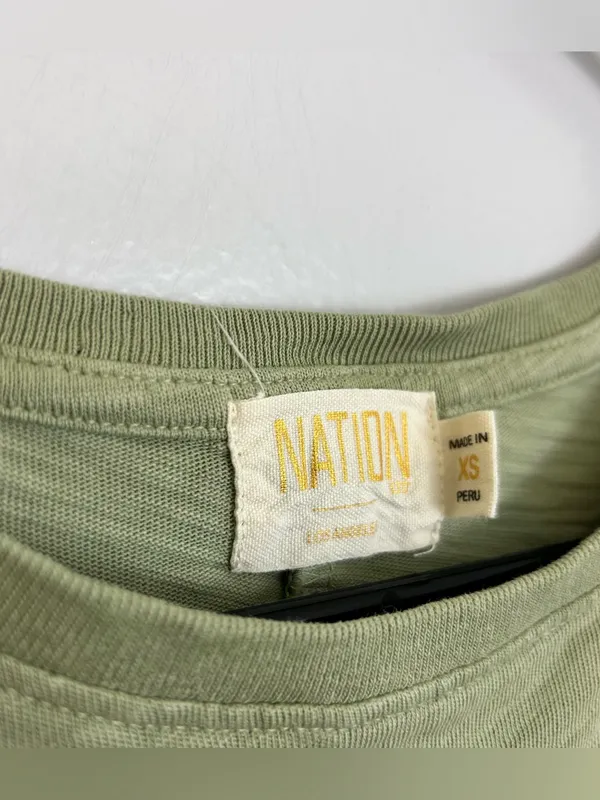 Nation LTD Lavi Tie Front Sage Green Cotton Maxi T-Shirt Dress Size XS - Image 8