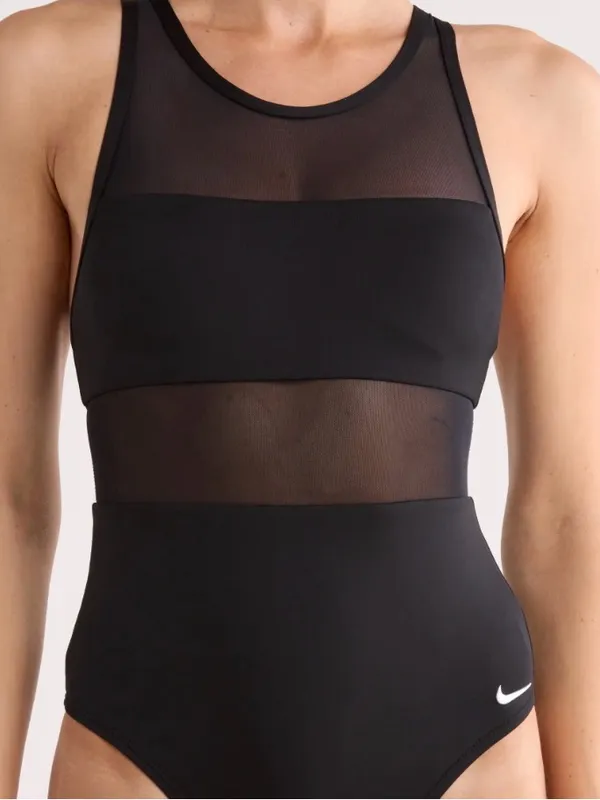 Nike Black Mesh-Inset High-Neck One-Piece Swimsuit size XL - Image 10