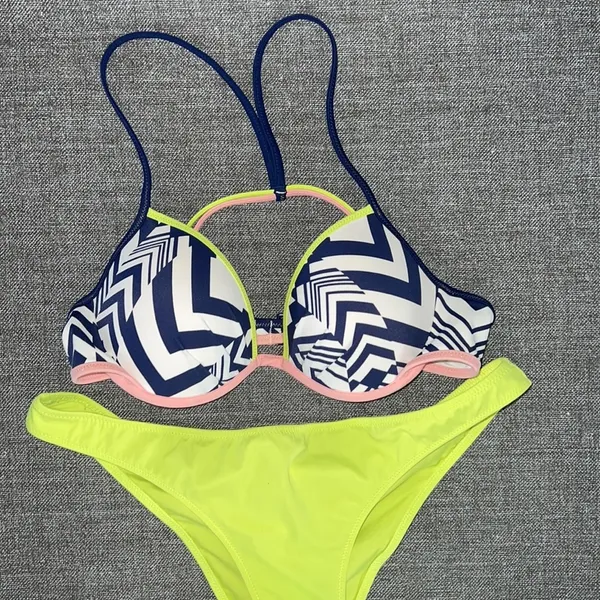 Victorias Secret 34B Multicolor Padded Push Up Bikini Top Swim - Image 2