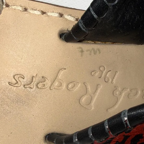 Jack Rogers Navajo Red Black Leopard Print Preppy Designer Hand Made‎ Sandals 7 - Image 4