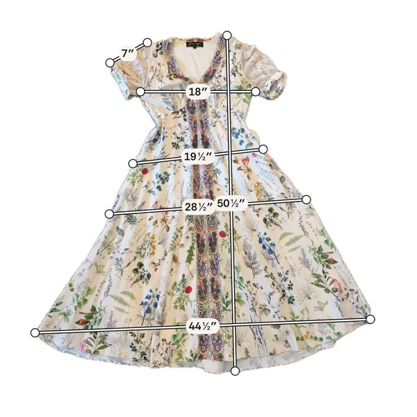 Anthropologie Gesha Designs Donna floral puff sleeve lace midi dress small - Image 11