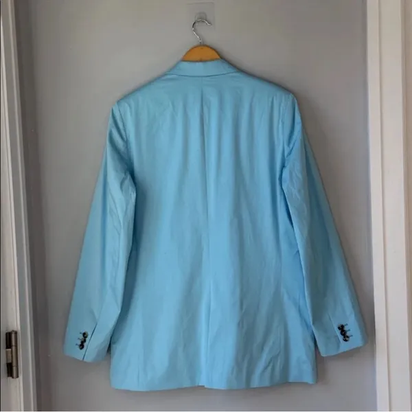 FRAME Sky Blue Oversized Poplin Blazer Jacket - Image 3