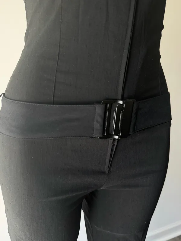 Vintage Luly K Black Belted Halter Jumpsuit - Image 4