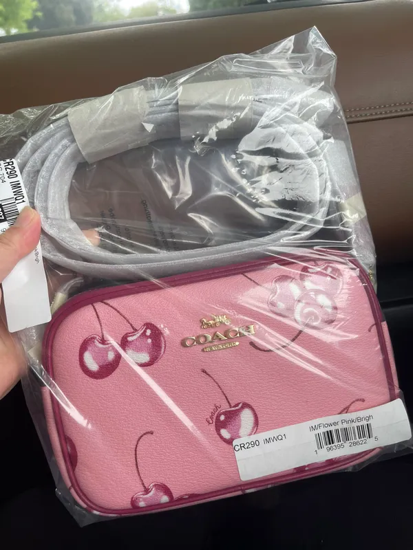 Coach Mini Jamie Camera Bag With Cherry Print Flower Pink CR173 - Image 5