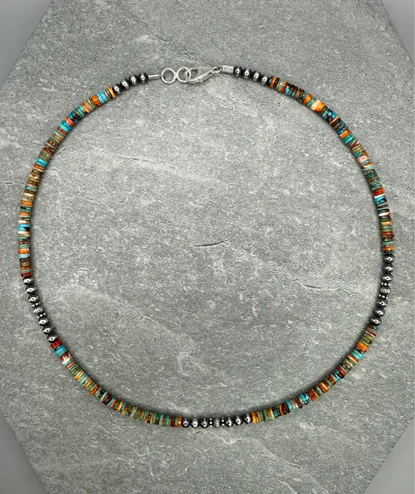 18” Navajo Style Sterling Silver Pearls Necklace - Image 4