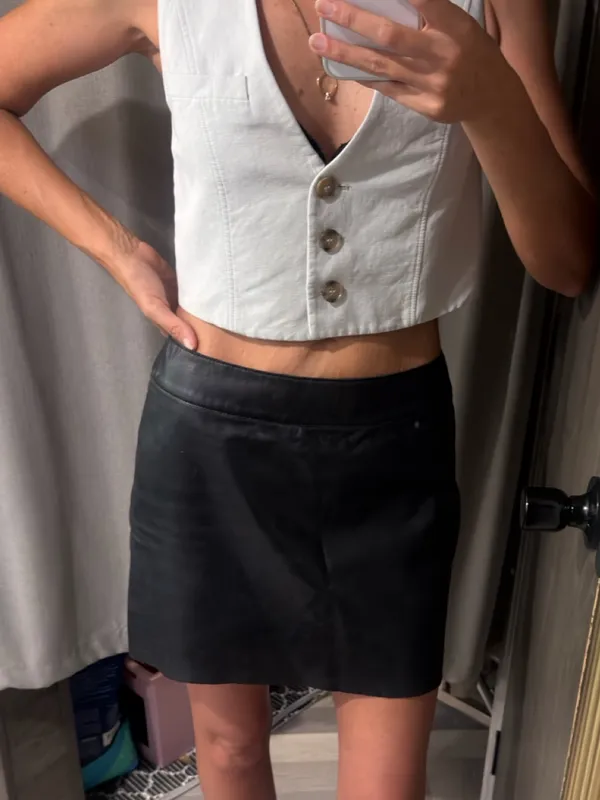 Express Y2K Vintage Genuine Leather Low Rise Mini Skirt in Black Size 0 - Image 7