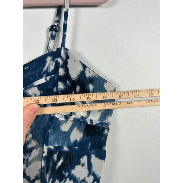 Betsey Johnson Size 6 Maxi Dress Womens Tie Dye‎ Deep V Blue White Sweetheart - Image 12